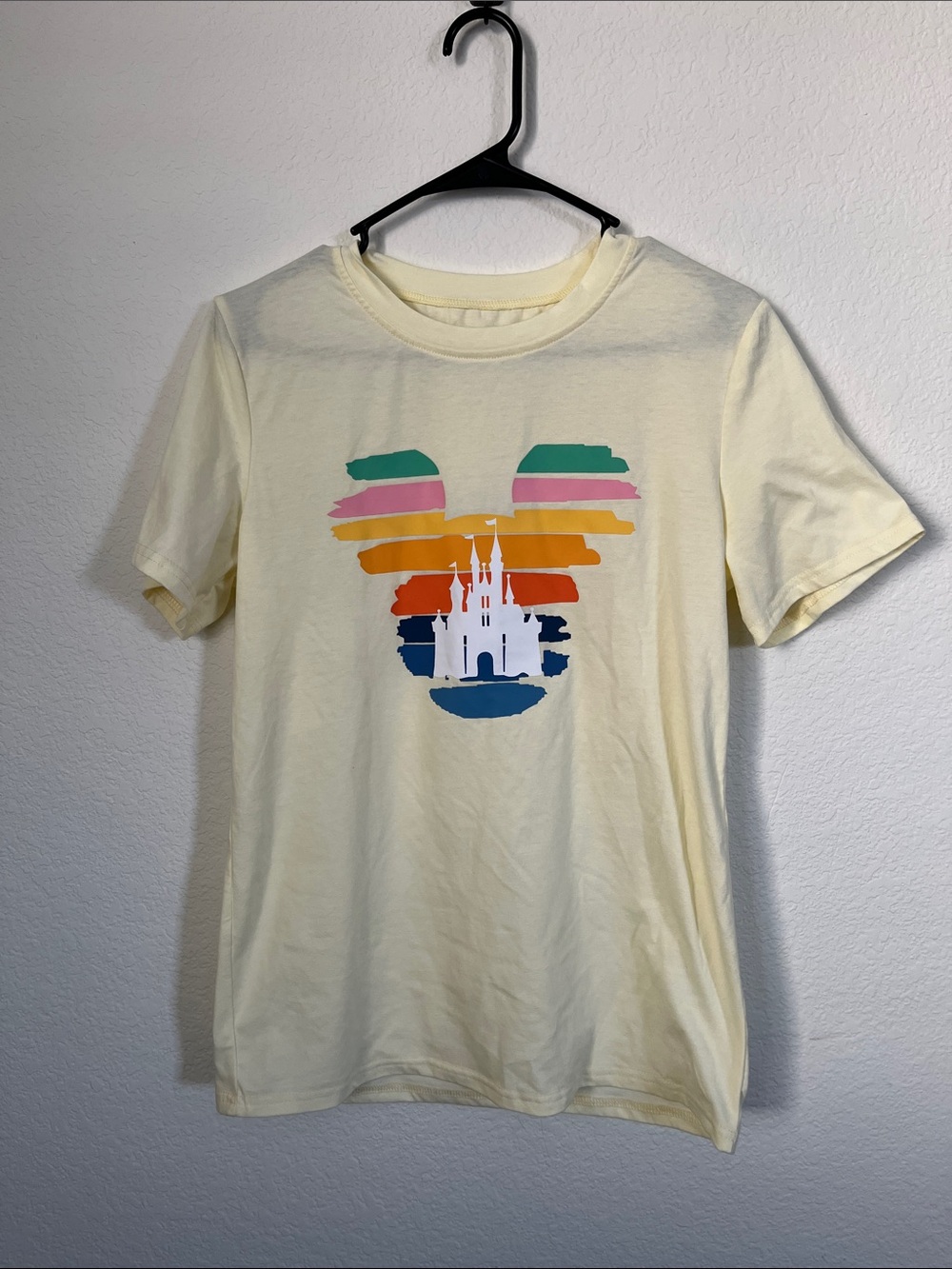 Women's Cream Short Sleeve Graphic Tee with Castle Motif